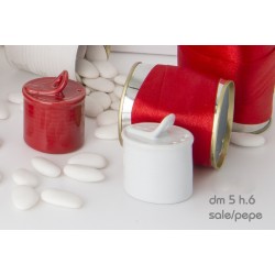 Set sale e pepe ceramica bianca e rossa DIAM 5 H 6 con scatola