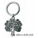 Portachiavi con albero della fede in ottone con bagno in argento. CM 4 H 8. MADE IN ITALY