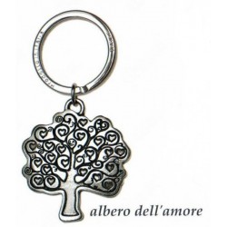 Portachiavi con albero dell'amore in ottone con bagno in argento. CM 4 H 8. MADE IN ITALY