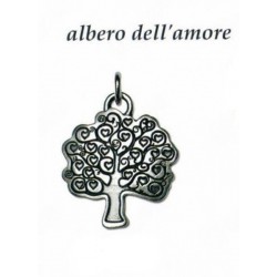 Ciondolo con albero dell'amore in ottone con bagno in argento. CM 4x3. MADE IN ITALY