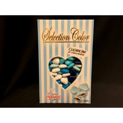 Mini cuoricini cioccolato, sfumatura dell'azzurro. GR 500