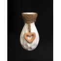 Vaso ceramica con applicazione corda e cuore. H 11