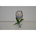 Tulipano metallo smaltato e strass con petalo apribile H 10