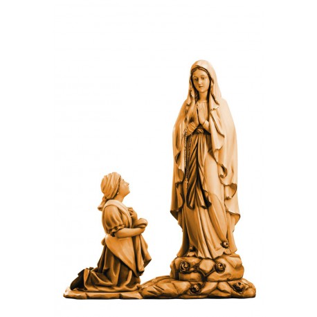 Madonna di Lourdes con Bernard, statue scolpite in legno
