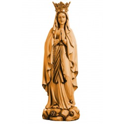 Madonna di Lourdes con Corona, statua scolpita in legno