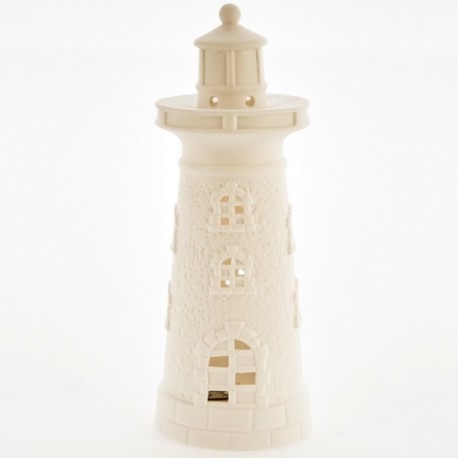 Faro ceramica bianca opaca con luce LED. CM 25 batterie escluse