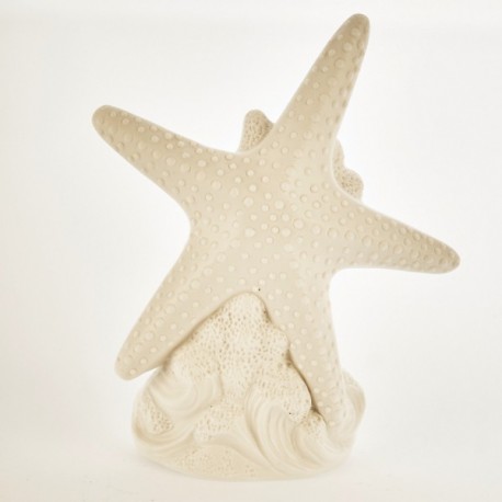 Stella marina ceramica bianca opaca con luce LED. CM 20 batterie escluse