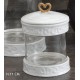 Barattolo vetro e ceramica bianco con tappo dettaglio cuore. H 11