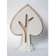 Albero forma cuore in legno e porcellana. CM 11x3 H 15
