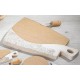 Tagliere legno e resina con decoro merletto, coltello da formaggio e scatola. CM 40x23 MADE IN ITALY