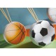 Profumatore resina forma palla basket o calcio, con scatola pvc porta confetti interna e con scatola. CM 8x7.5 MADE IN ITALY