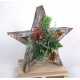 Stella legno con luce LED e decorazioni natalizie. Diam. 26