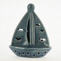 Barca ceramica turchese con luce LED. CM 25