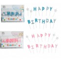 Set 16 candeline glitter "Happy Birthday" rosa o azzurre