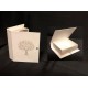 Scatola cartoncino forma libro con decoro albero. CM 9.5x7.5 H 2.5. Parte contenitiva CM 7.5x7