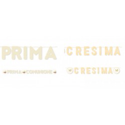 Festone cartoncino scritta "Prima Comunione" o "Cresima". MT 6