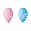 Set 100 palloncini rosa o azzurri in lattice con decoro battesimo, adatti per gonfiaggio ad elio o ad aria. CM 30