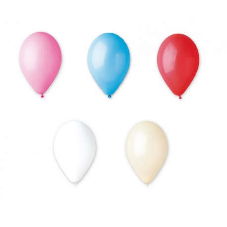 Set 10 palloncini in lattice, colori a scelta, adatti per gonfiaggio ad elio o ad aria. CM 26
