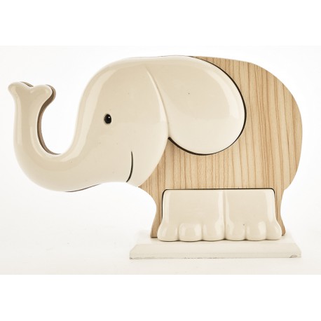 Elefante ceramica e legno bicolor  H..13 L.20