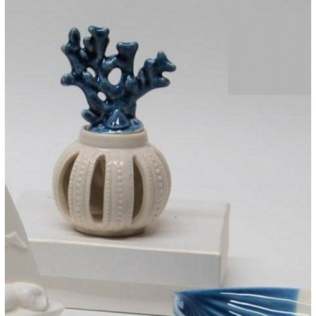 Profumatore ceramica con corallo e scatola. CM 7x7 H 12