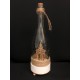 Bottiglia vetro con paesaggio interno legno e carillon. H 32