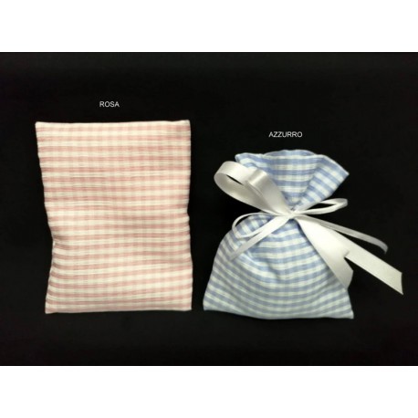 Sacchetto tessuto scacco rosa o azzurro. CM 10x13