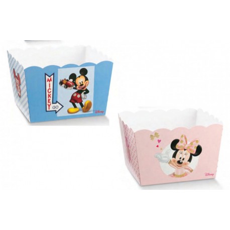 Vassoio porta confetti quadrato cartoncino con decoro Mickey Mouse/Minnie DISNEY. CM 16.5x16.5 H 12