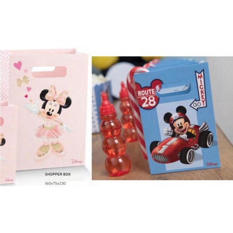 Shopper cartoncino con decoro MIckey Mouse e Minnie. CM 16x7.5 H 23