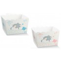 Vassoio porta confetti quadrato cartoncino con decoro Dumbo rosa o azzurro DISNEY. CM 16.5x16.5 H 12