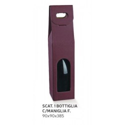 Scatola cartoncino porta bottiglie color vinaccia. CM 9x9 H 38.5