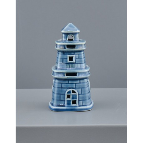 Faro ceramica blu con luce LED. CM 6x6 H 11