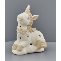 Unicorno ceramica tortora e avorio con luce LED. CM 9.5x7 H 11.5