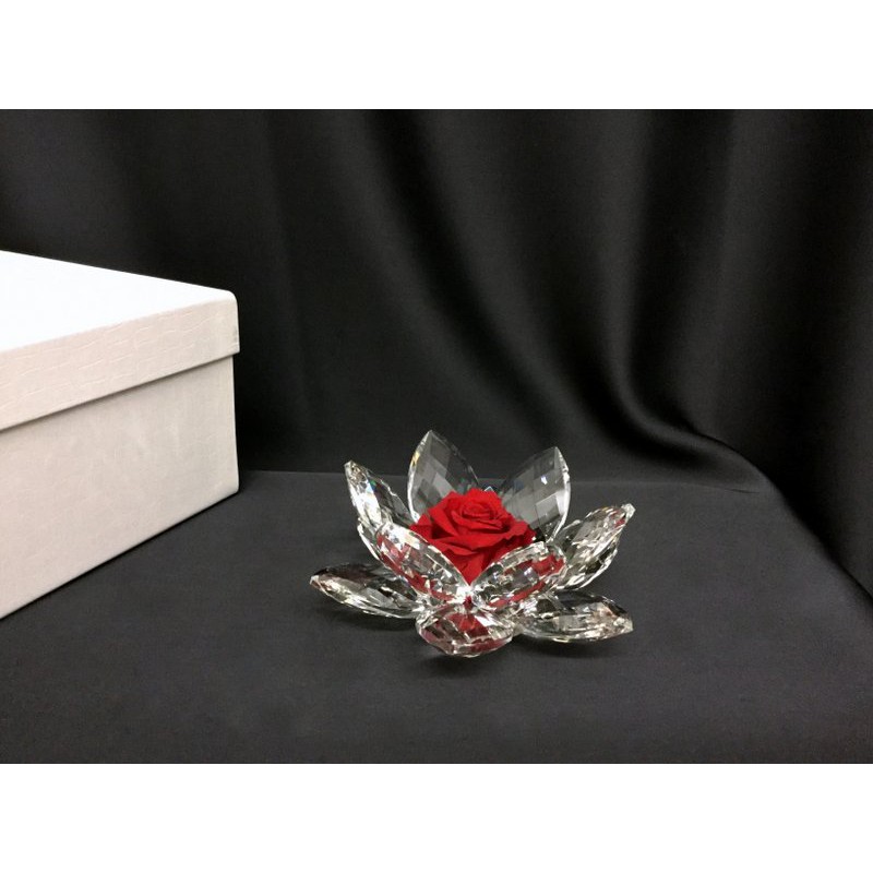 Rosa vera stabilizzata su base cristallo con scatola. Diam.12 vendita  online su Assisi Souvenir acquista ora