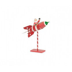 Babbo Natale su missile in metallo. CM 39x14 H 43.5