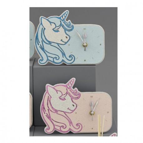 Orologio unicorno con dettagli plexi rosa o azzurro CON BOX L.17X14