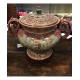 Centrotavola  in ceramica con doppi manici lavorati e coperchio H. cm 28 - Artigianato Artistico Fatto a Mano