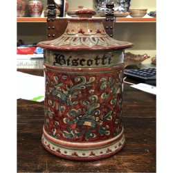 Biscottiera in ceramica con coperchio H. cm 24 - Artigianato Artistico Fatto a Mano