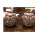 Sale e pepe in ceramica con coperchio H. cm 10 - Artigianato Artistico Fatto a Mano