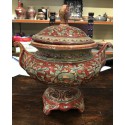 Centrotavola in ceramica con coperchio e  manici H. cm 30 - Artigianato Artistico Fatto a Mano