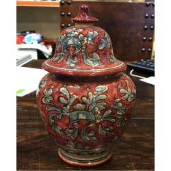 Vaso in ceramica con coperchio H. cm 18 - Artigianato Artistico Fatto a Mano