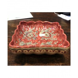 Centrotavola in ceramica con bordi lavorati Dim. cm 18x18 - Artigianato Artistico Fatto a Mano