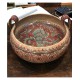 Centrotavola in ceramica con manici lavorati  Diam. cm 30 H. cm 14- Artigianato Artistico Fatto a Mano
