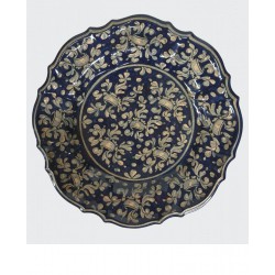 Piatto in ceramica barocco blu cobalto Diam. cm 19 - Artigianato Artistico Fatto a Mano