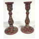 Candelieri in ceramica a torciglioni rosso rubino H. cm 21 - Artigianato Artistico Fatto a Mano