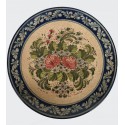 Piatto in ceramica rose rosse fondo blu cobalto intenso - Artigianato Artistico Fatto a Mano