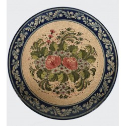 Piatto in ceramica rose rosse fondo blu cobalto Diam. cm 22 - Artigianato Artistico Fatto a Mano