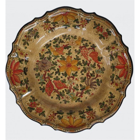 Piatto in ceramica con ricamo a fiori Diam. cm 19 - Artigianato Artistico Fatto a Mano