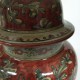 Lampada in ceramica a vaso rosso rubino con paralume H. cm 39+5  - Artigianato Artistico Fatto a Mano
