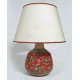 Lampada in ceramica rosso corallo con paralume H. cm 26+5 - Artigianato Artistico Fatto a Mano