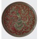 Piatto in ceramica con pavone rosso rubino Diam. cm 56 - Artigianato Artistico Fatto a Mano